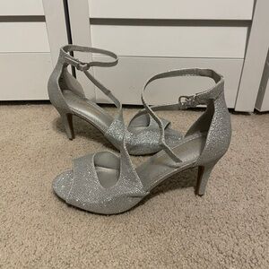 Dream Pairs Silver Glitter Ankle-Strap Heels